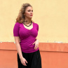 Tričko s řasením fuchsia