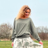 Oversize khaki netopýří tunika dlouhý rukáv