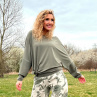 Oversize khaki netopýří tunika dlouhý rukáv