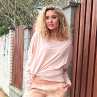 Oversize pudrová netopýří tunika dlouhý rukáv