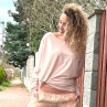 Oversize pudrová netopýří tunika dlouhý rukáv