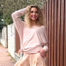 Oversize pudrová netopýří tunika dlouhý rukáv
