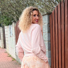 Oversize pudrová netopýří tunika dlouhý rukáv