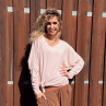 Oversize pudrová netopýří tunika dlouhý rukáv