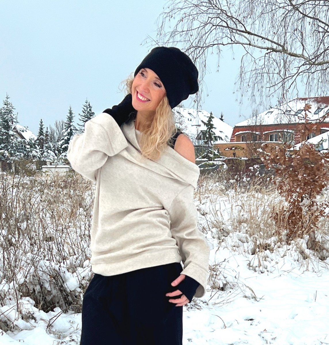 Oversize světřík variabilní béžový