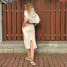 Smetanová sukně s kapsami dlouhá tepláková