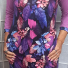 Šaty s kapsami - růžové listy (teplákovina)