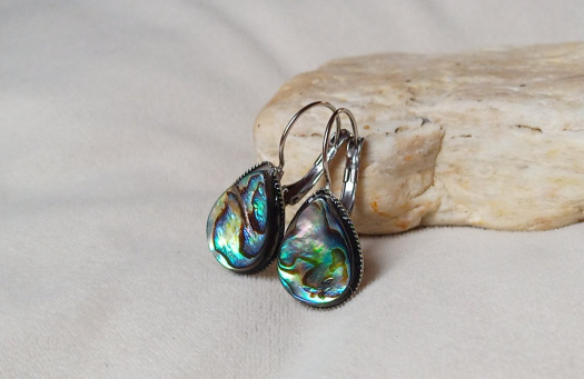 Abalone paua shell perleť elegantní náušnice na chirurgické oceli