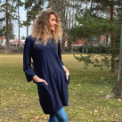 Modré balónové šaty krátké