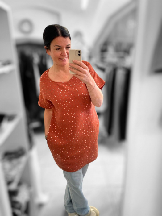 Dámská šatovka mušelin puntík M/L,L/XL