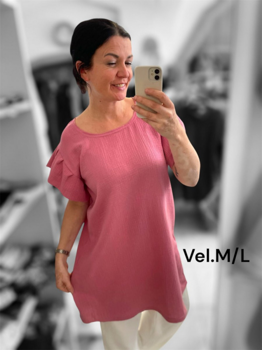 Dámské mušelinové šaty pin s volánky M/L
