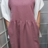 Lněné šaty s kapsami - barva starorůžová (velikost 2XL a 3XL)