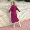 Překládaná midi sukně Burgundy