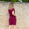 Šaty se zavinovací sukní krátké Burgundy