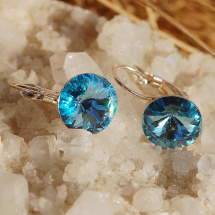 Klapky se Swarovski akvamarínovými krystaly