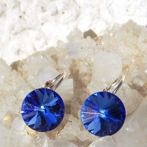 Klapky se Swarovski tmavě safírovými krystaly