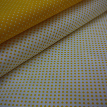 Bavlněná látka - metráž - žlutý puntíček na bílé - š. 150 cm