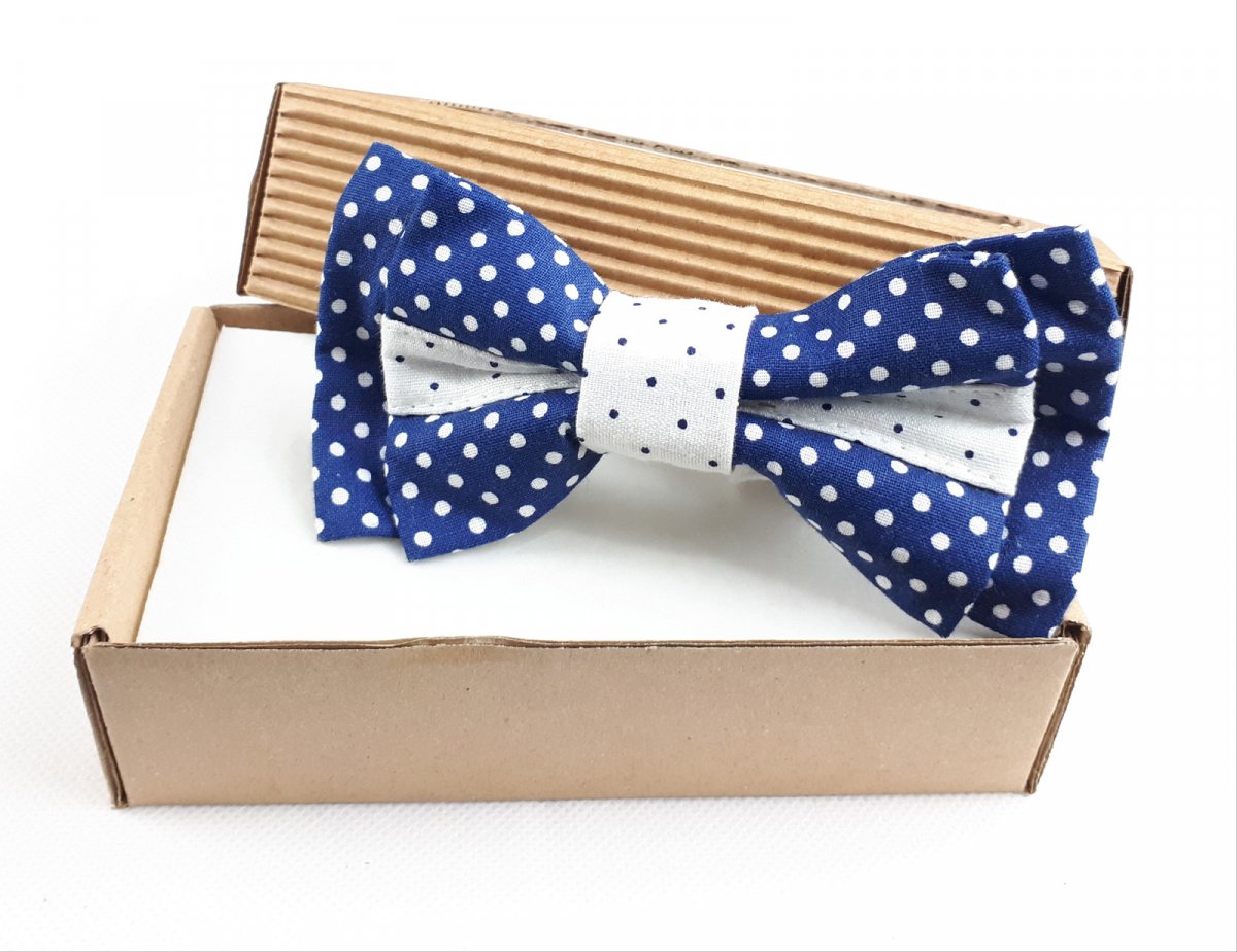 Pánský Motýlek Modrý Tečkovaný