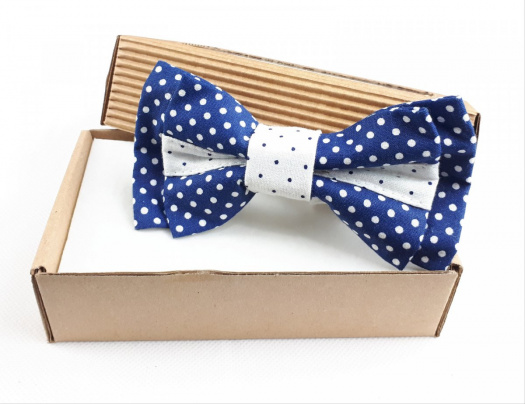 Pánský Motýlek Modrý Tečkovaný