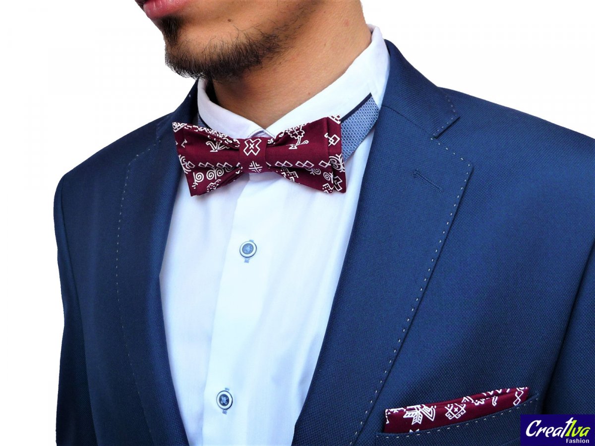 Pánský motýlek folkový - bordový