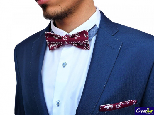 Pánský motýlek folkový - bordový