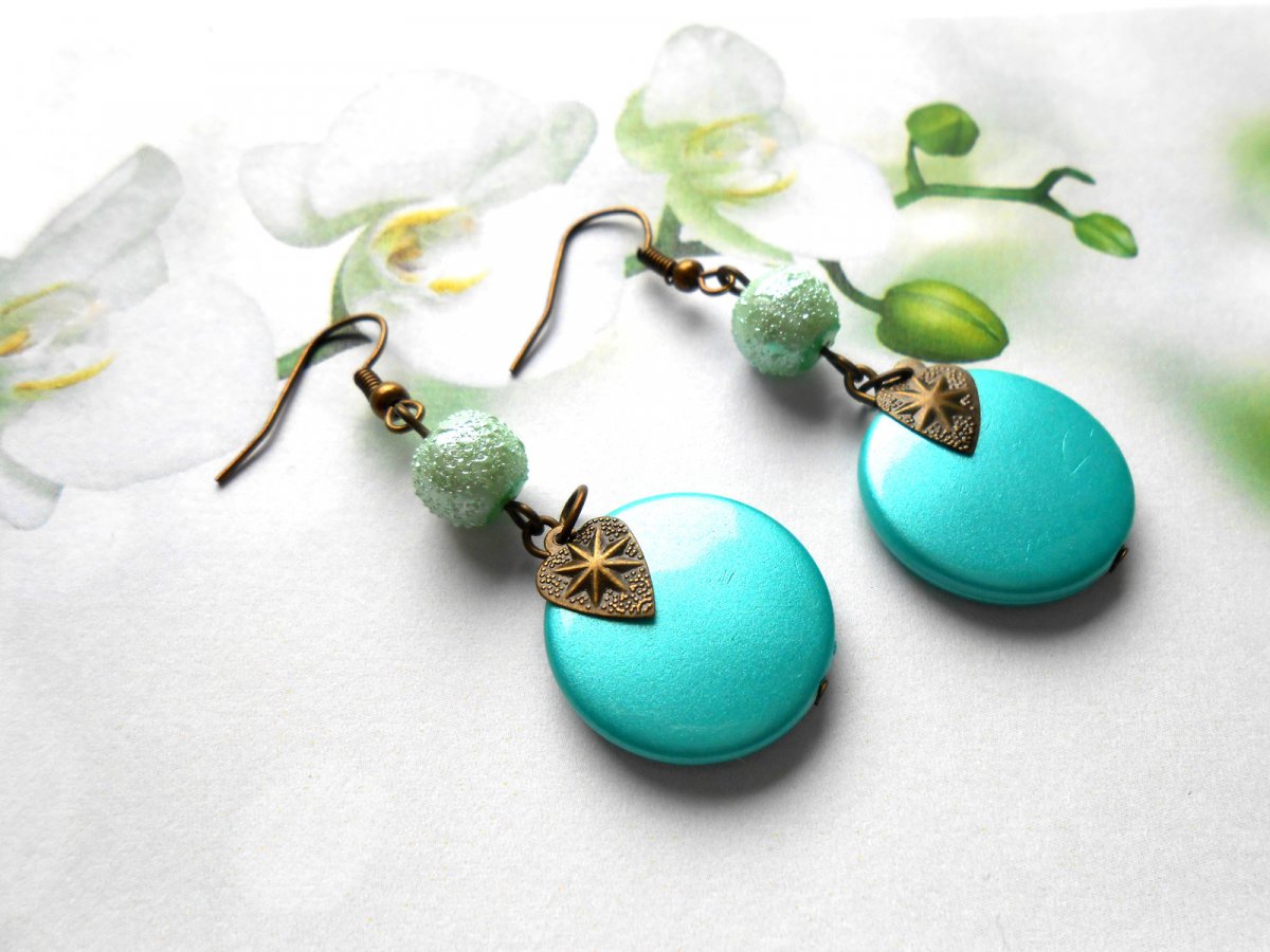 Náušnice zelenkavé se srdíčkem (40/19)