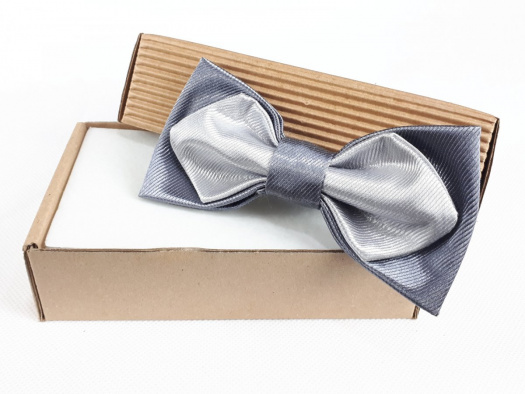 Pánský Motýlek Saténový - stříbrný