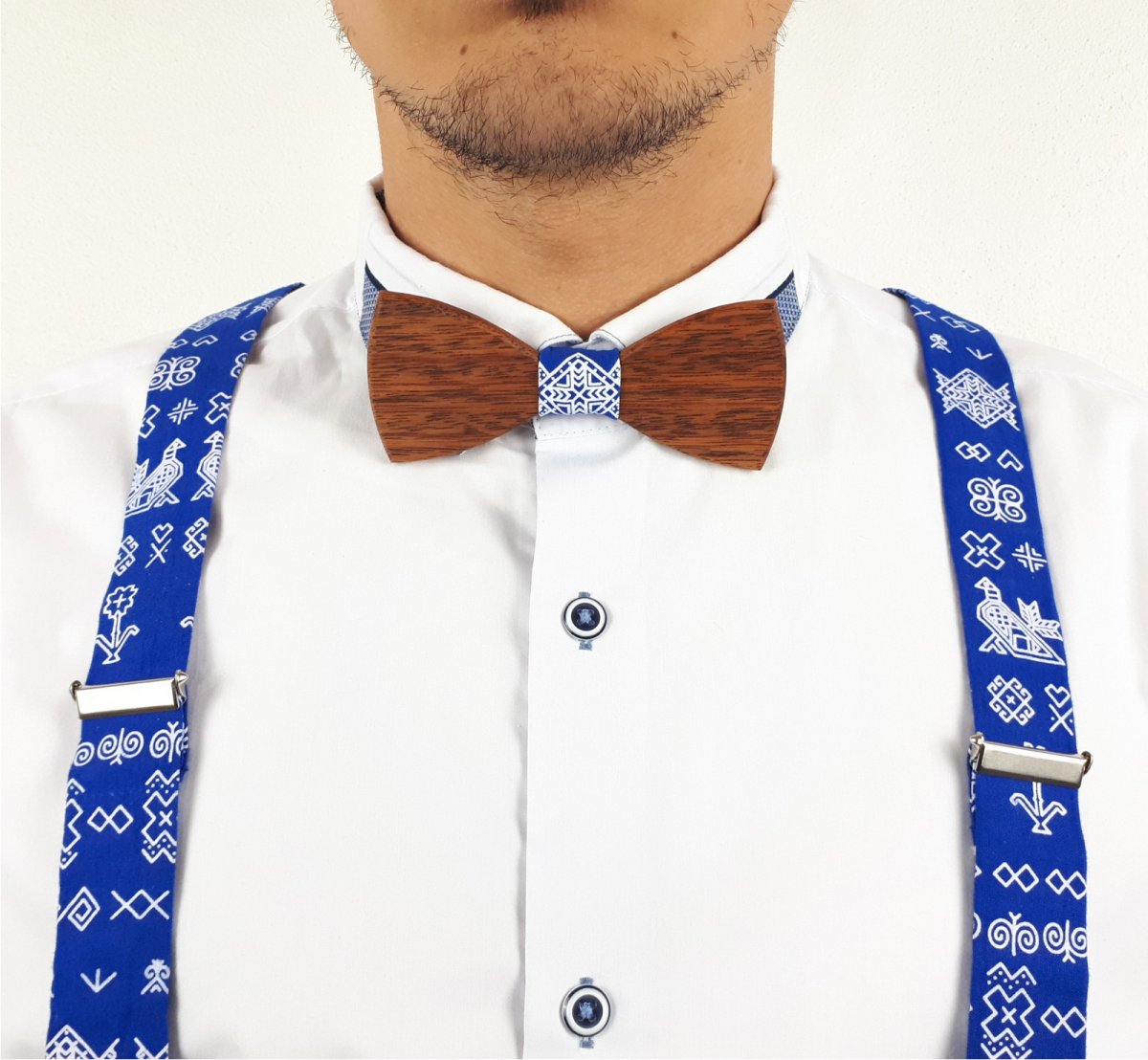 Set Dřevěný Motýlek a Šle - modrý