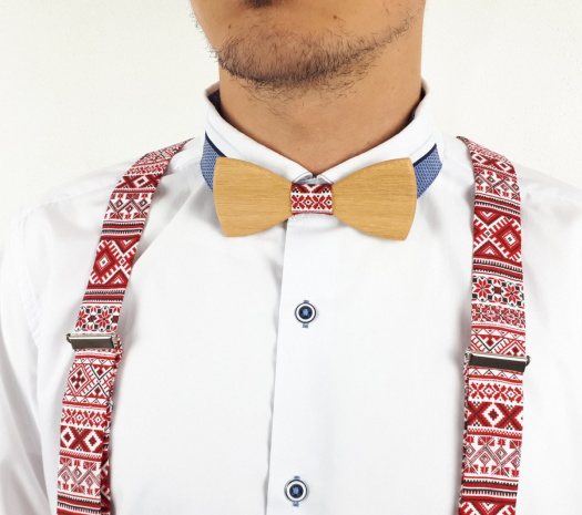 Set Dřevěný Motýlek a Šle - červený