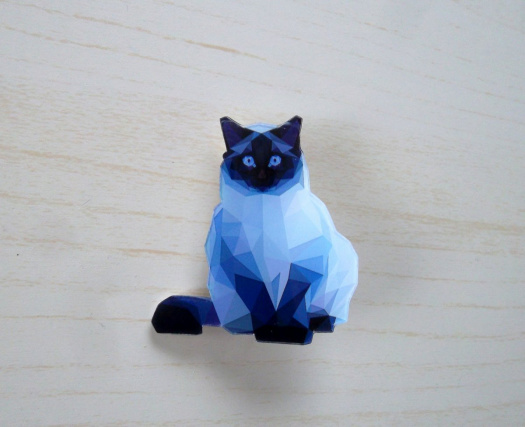 Modrá kočka Modroočka - autorská brož