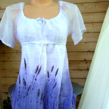 Lněné , letní levandulové šaty