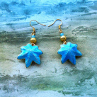 Náušnice cloisonné listy javorové barvy tyrkysové