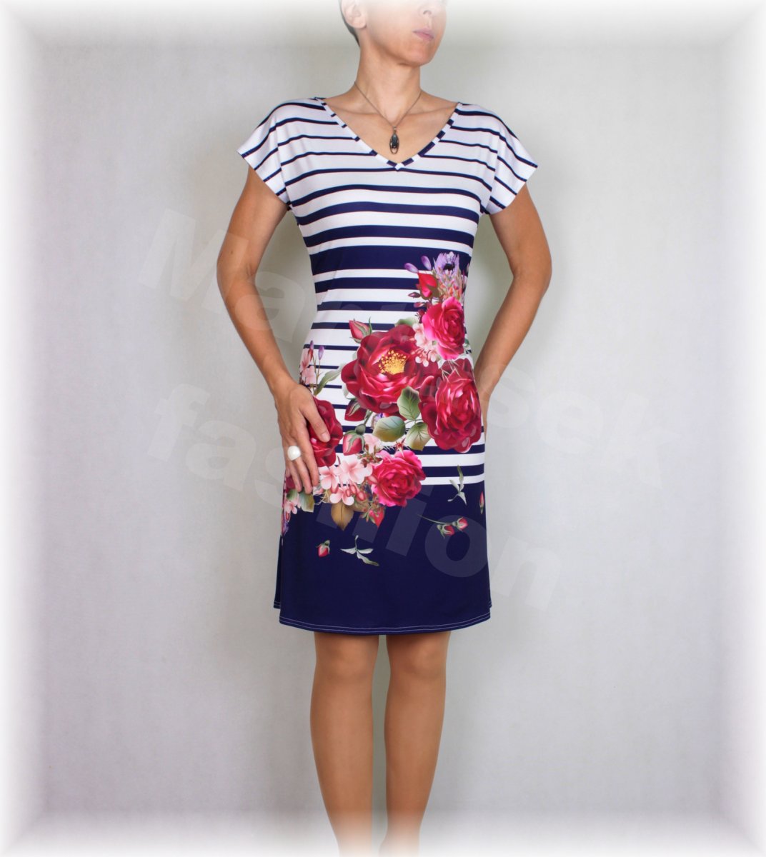 Šaty chladivý úplet modrá varianta vz.483