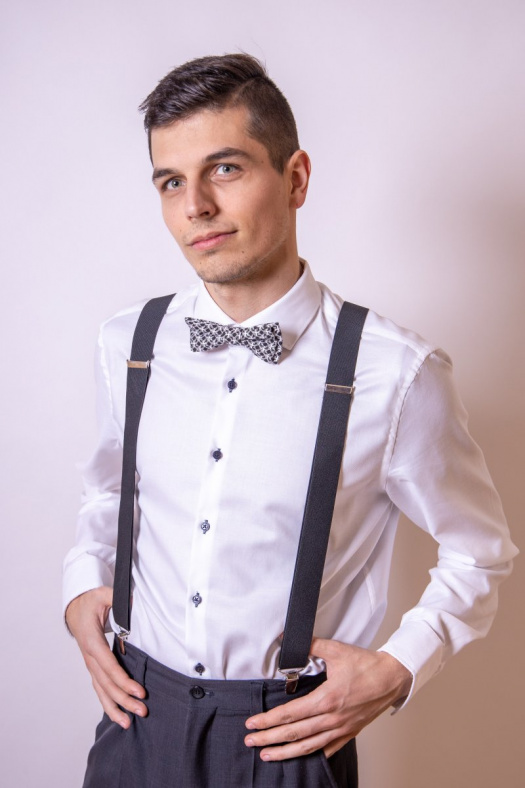 Set Motýlek a Elastické Šle - černo bílý