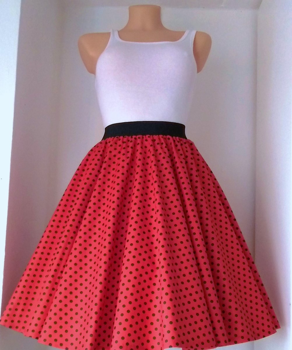 Sukně červ,černá tečka