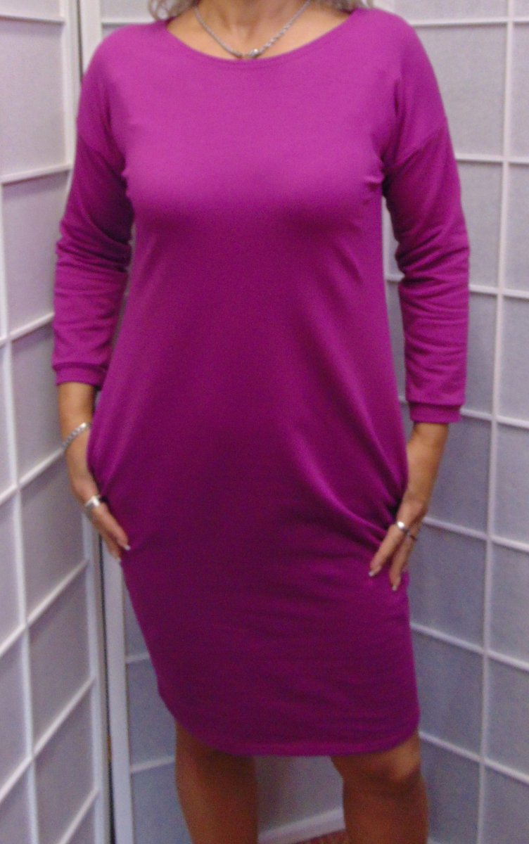 Šaty s kapsami - barva ostružina (teplákovina)