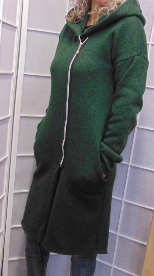 Svetro-přehoz s kapucí na zip - barva tmavě zelená S - XXL 