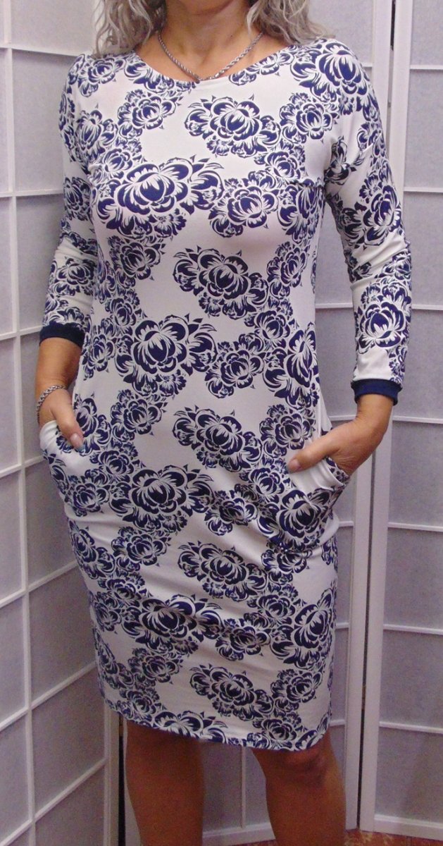 Šaty s kapsami - pivoňky (bavlna)