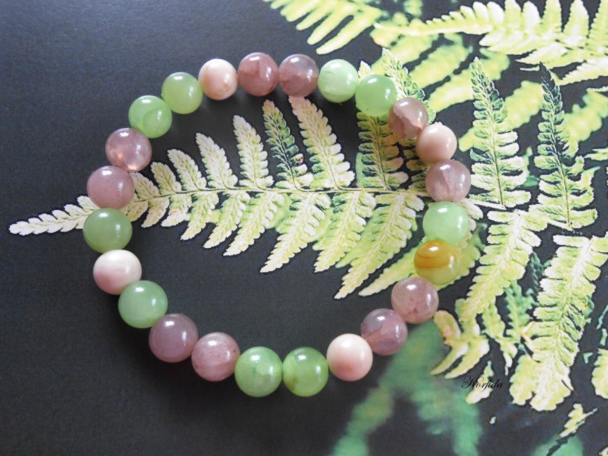 Náramek - jadeit, zkamenělina 