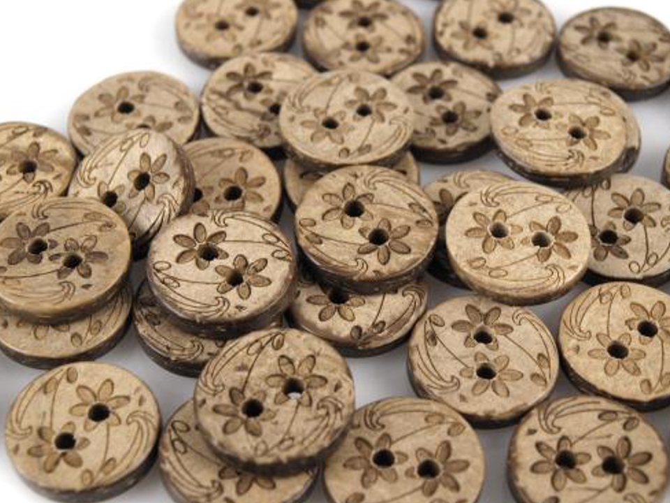 Knoflíky kokos 15 mm (5ks) 