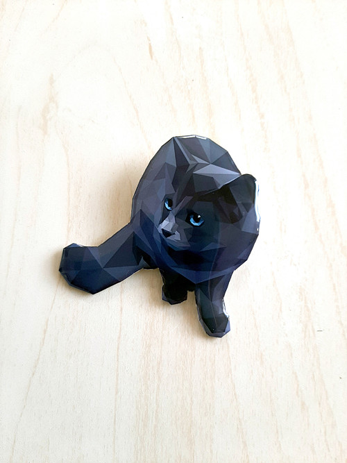 Kočka na procházce - autorská, originální brož