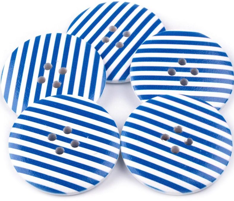 Knoflík dřevěný proužek - 2 kusy