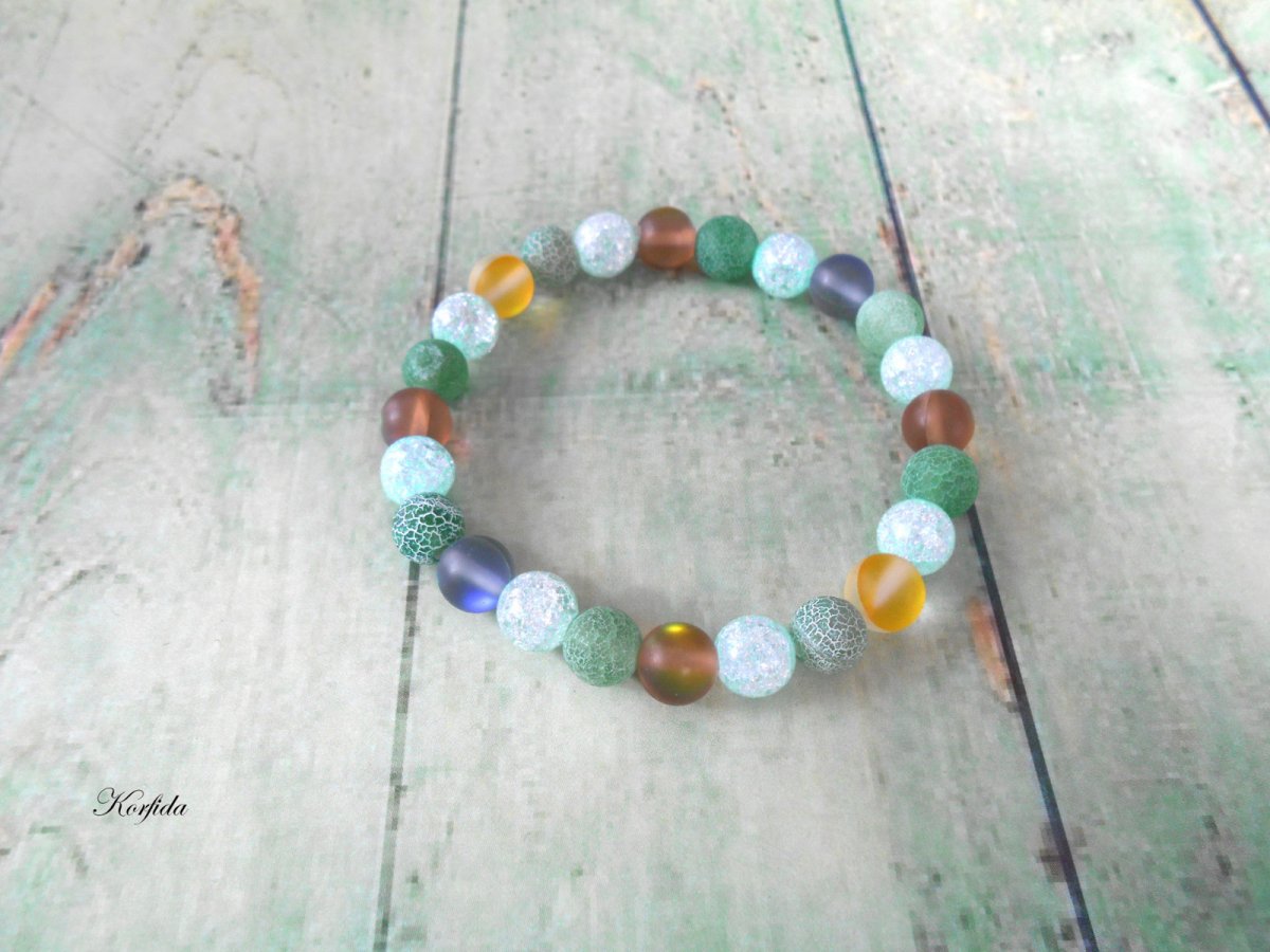 Náramek - achát, křišťál, opalit (375/19)