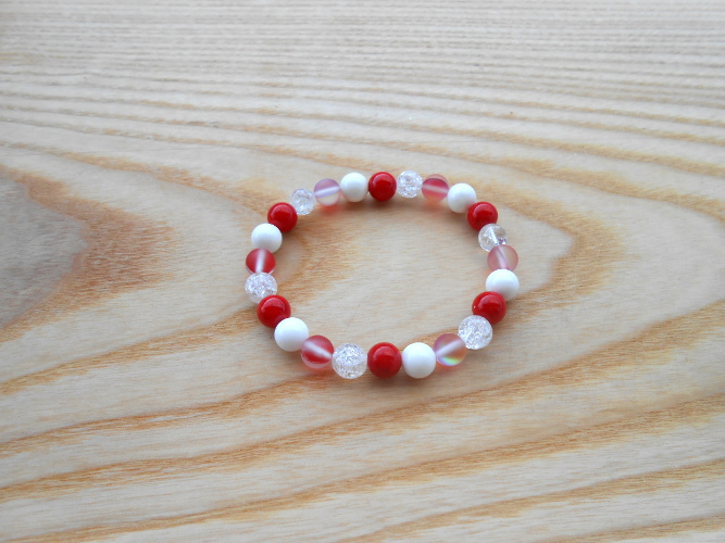 Náramek - opalit, křišťál, howlit, white fosill (382/19)