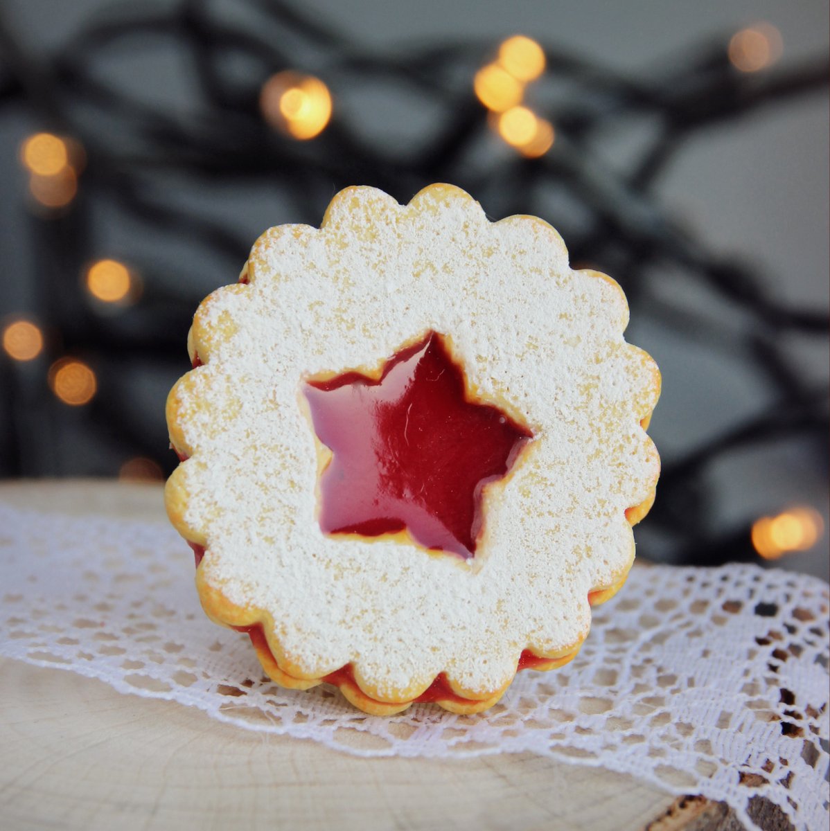 Linecká brož, vánoční, fimo