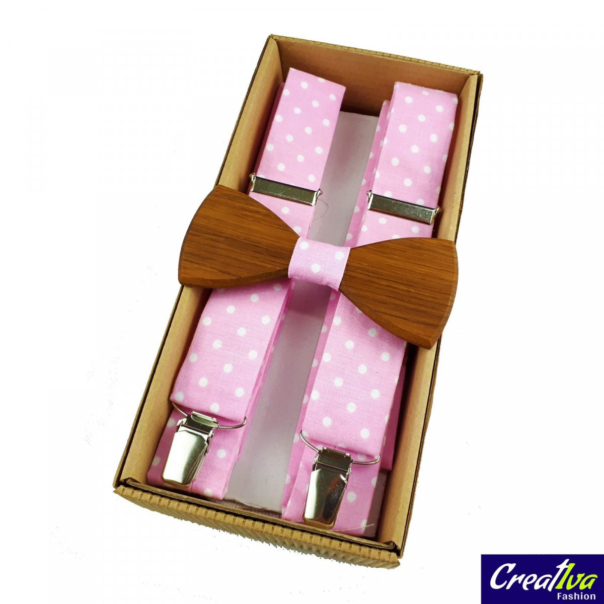 Set Dřevěný Motýlek a Šle rodinný - růžový