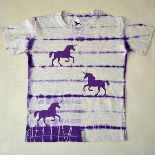 Šedo-fialové dětské tričko s jednorožci (8 let) 11122648