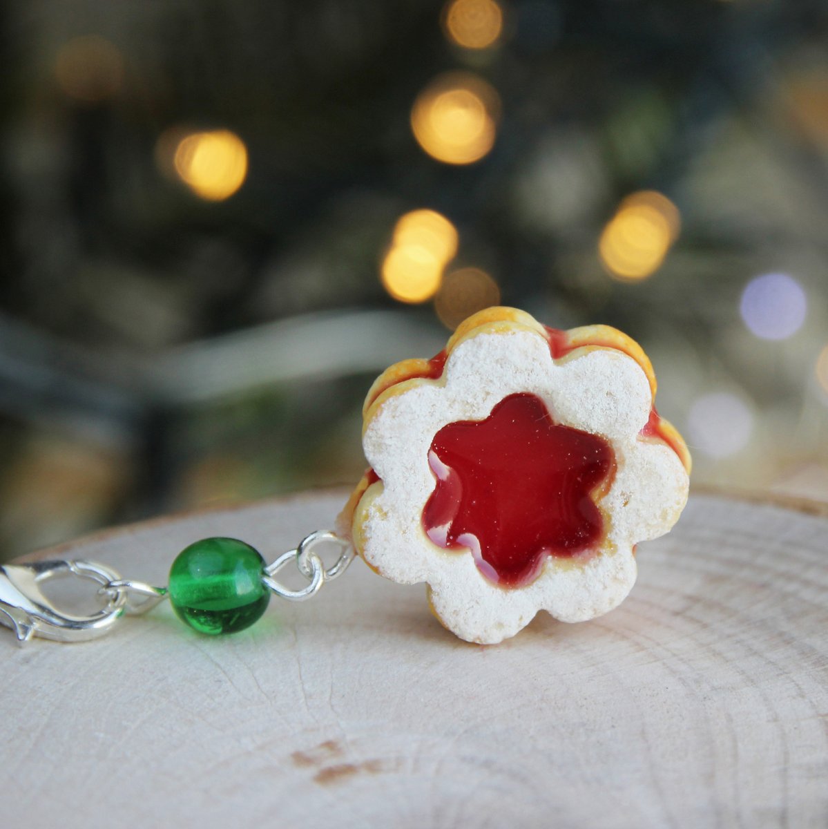 Linecká kytička přívěsek na mobil atp., vánoční, dárek, fimo