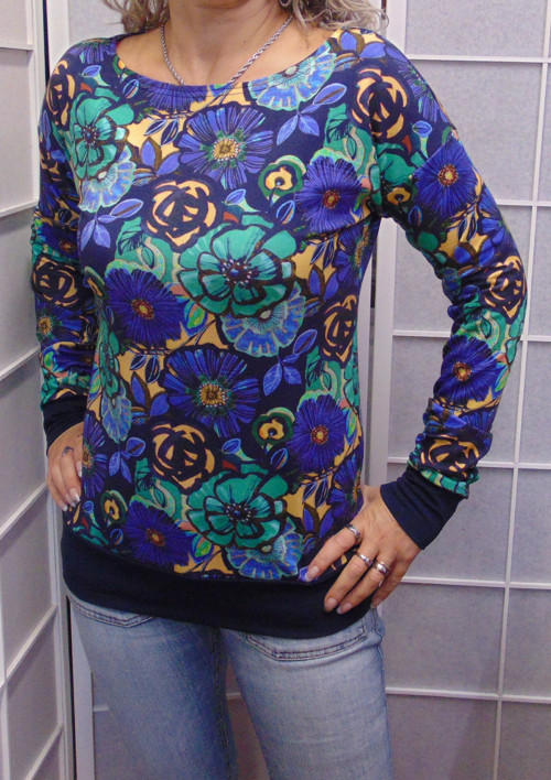 Mikina fialové květy (teplákovina)