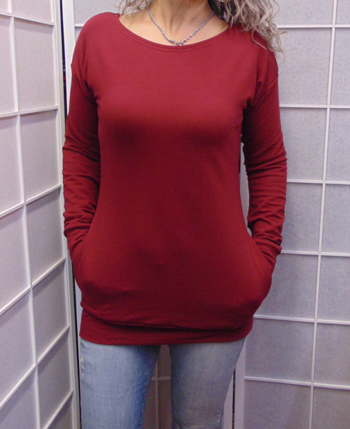 Mikina s kapsami - vínová (teplákovina)